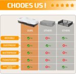 4 Pcs Plastic Under Bed Storage Containers with Double Opening Lids Wheel Handle, Transparent Large Capacity Stackable Latching Storage Bins for Closet Bedroom, 31.5 x 15.8 x 5.2 Inch (Brown) - Image 6