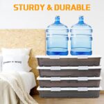 4 Pcs Plastic Under Bed Storage Containers with Double Opening Lids Wheel Handle, Transparent Large Capacity Stackable Latching Storage Bins for Closet Bedroom, 31.5 x 15.8 x 5.2 Inch (Brown) - Image 7
