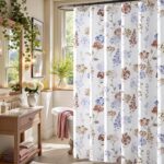 jinchan Vintage Floral Shower Curtain Waterproof Fabric Botanical Flower Plant Shower Curtains for Bathroom Elegant Luxury with 12 Hooks Blossom Red Multi 70x72 Inches - Image 3