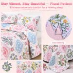 Uspring Quilts King Size Floral Quilt Bedding Set, 3 Piece Lightweight Soft Breathable Quilted Bedspreads Coverlet Sets Summer Comforter with 2 Pillow Shams for All Season (Pink, 96'' x 106'') - Image 3