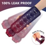 Insulated Water Bottle 32oz with 2Lids(Straw Lid & Spout Lid), 1L Double Walled Water Bottle with Time Marker, 1000ml Stainless Steel Metal Flask for Fitness, Gym and Outdoor RED BLACK - Image 6