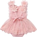 FYMNSI Newborn Baby Girl 1st Birthday Outfit Floral Lace Tulle Romper Tutu Dress Cake Smash Princess Boho Clothes Photo Shoot - Image 4