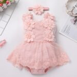 FYMNSI Newborn Baby Girl 1st Birthday Outfit Floral Lace Tulle Romper Tutu Dress Cake Smash Princess Boho Clothes Photo Shoot - Image 6