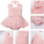 FYMNSI Newborn Baby Girl 1st Birthday Outfit Floral Lace Tulle Romper Tutu Dress Cake Smash Princess Boho Clothes Photo Shoot - Image 8