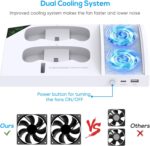 Cooling Fan with Charging Stand for Xbox Series S Console and Controller, Dual Charger Dock Accessories with 2 x 1400mAh Rechargeable Battery and Cover, Headphone Mount for Xbox Series S, White - Image 4