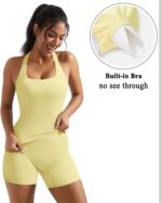 OMKAGI 2 Piece Workout Sets for Women Halter Sports Bra Tank Gym Biker Shorts Outfits - Image 4