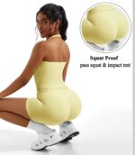 OMKAGI 2 Piece Workout Sets for Women Halter Sports Bra Tank Gym Biker Shorts Outfits - Image 6