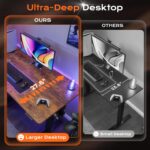 Huuger 55 x 28 Large Electric Standing Desk, Height Adjustable Computer Desk, 27.6" Deep Desktop, Stand up Gaming Office Desk with 2 Hooks, 3 Preset Heights, for Home Office, Rustic Brown - Image 5