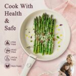 KIKCOIN 5 Pack Ceramic Pots and Pans Set Non Stick, Kitchen Cookware Set Detachable Handle, Non Toxic Cooking Set with Removable Handles, Induction Dishwasher/Oven Safe, Ollas de Cocina, Pink - Image 5