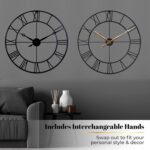 CLXEAST 30 Inch Large Wall Clock Modern, Oversized Roman Numeral Decorative Black Metal Wall Clock for Living Room Decor,House Warming Gifts New Home - Image 6