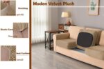 7 Pieces Velvet High Stretch Sofa Covers for 3 Cushion Couch Sofa Slipcovers, Washable Furniture Protector with Drawstring Anti Slip Bottom, Soft and Plush Fabric for Kids and Pet (Sand) - Image 4