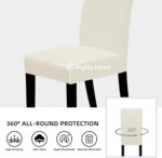 Easy-Going Dining Chair Covers Stretch Dining Room Chair Covers Set of 6, Parsons Chair Slipcovers for Dining Room, Ceremony, Banquet, Ivory - Image 4