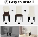 Easy-Going Dining Chair Covers Stretch Dining Room Chair Covers Set of 6, Parsons Chair Slipcovers for Dining Room, Ceremony, Banquet, Ivory - Image 8