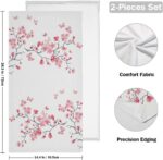 Giwawa Cherry Blossom Hand Towel Set of 2 Absorbent Pink Butterfly Floral Bath Towels Soft Cherry Blossoms Flower Fingertip Face Towel for Bathroom Kitchen Hotel Spa Decor Gift 28.3x14.4 Inch - Image 3