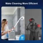 LABIGO Electric Spin Scrubber LA4 Pro, Dual Speed Bathroom Scrubber with Display & 6 Replacement Cleaning Heads, Cordless Power Scrubber with Adjustable & Detachable Handle for Bathroom Floor Tile - Image 5