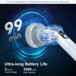 LABIGO Electric Spin Scrubber LA4 Pro, Dual Speed Bathroom Scrubber with Display & 6 Replacement Cleaning Heads, Cordless Power Scrubber with Adjustable & Detachable Handle for Bathroom Floor Tile - Image 6