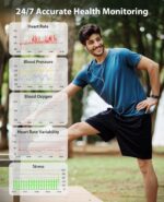 Smart Bracelet, Wearable Activity & Fitness Tracker Band, 24H Sleep Tracker, All-Day Continuous Heart Rate Blood Pressure Stress HRV Monitor, 170+ Sport Modes Smart Wristband with Free APP 2 Bands - Image 3