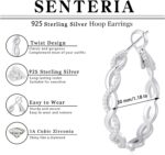 Senteria 925 Sterling Silver Earrings Hoops for Women Lightweight Twisted Hoop Earrings With Cubic Zirconia Hypoallergenic Hoops Earrings (20/30/40/50/60MM) - Image 5