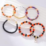 Summer Surfer Heishi Bracelet Set for Women Stackable Gold Plated Clay Ploymer Bead Stretch Pink Beach Layering Bracelets Jewelry - Image 4