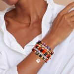 Summer Surfer Heishi Bracelet Set for Women Stackable Gold Plated Clay Ploymer Bead Stretch Pink Beach Layering Bracelets Jewelry - Image 5