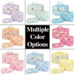 Orange Large Quilted Floral Makeup Bag Set of 3 Cute Coquette Aesthetic Cosmetic Bag Set Travel Toiletry Bag for Women - Image 7