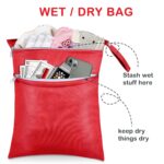 Angel Love Wet Bags, 2 Pack Baby Cloth Diaper Wet/Dry Bags with Two Zippered Pockets, Travel, Beach, Pool, Gym Bag for Swimsuits or Wet Clothes, Waterproof Washable Reusable, L212213 - Image 5