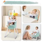 4 in 1 Portable Baby High Chair,Convertible Highchair for Babies and Toddlers-Foldable Infant Booster Seat,Carry Small Box,Dining Chair,Toddler High Chair with 5-Point Harness,Removable Tray-Green - Image 8