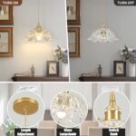 Glass Pendant Light Vintage Light Fixtures,Transparent Modern Chandelier Pendant,E26 Pendant Lights Kitchen Island,10.6 inch Hanging Lamp for Bedroom Hotel Dining Room 1 Light - Image 4