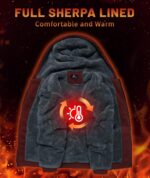 Little Beauty Fleece Hoodies for Men Winter Thick Jackets Sherpa Lined Zip Up Sweatshirt With Kanga Pocket - Image 3