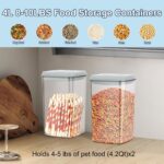 4.2Qt Airtight Dog Cat Food Storage Container and Dog Treat Containers BPA-Free, PET Clear Stackable Pet Storage Bin, 1 Cup Scoop, 1 Sponge cleaning brush, Pop Top, With handle -1Pack - Image 3