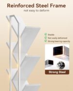 Casaottima 6-Tier Tree Bookshelf for Corner & Small Space — Narrow Steel & Wood Bookcase, Tall Floor Standing Book Organizer Shelf with Storage Cabinet, Home Decor for Living Room, Bedroom, White - Image 6