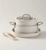 CAROTE 19pcs Tri-Ply Stainless Steel Cookware Set with Detachable Handle, Pots and Pans Set, Induction Kitchen Cooking Sets, RV/Camping Cookware, Outer Ceramic Layer, Oven Safe, Cream White - Image 6