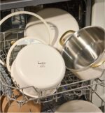 CAROTE 19pcs Tri-Ply Stainless Steel Cookware Set with Detachable Handle, Pots and Pans Set, Induction Kitchen Cooking Sets, RV/Camping Cookware, Outer Ceramic Layer, Oven Safe, Cream White - Image 8