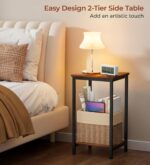 KEETDY Small Side Table for Small Space End Tables for Living Room, 2-Tier Storage Shelf Night Stand, Sofa Bedroom Bedside Table Nightstand Storage, Rustic Brown - Image 4