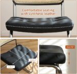 MFFM Rattan Dining Chairs Set of 2, Faux Leather Dining Room Chair with Solid Back and Chrome Legs, Modern Mid Century Designed Chairs for Dining,Living Room,Kitchen Chairs (Leather Black) - Image 7