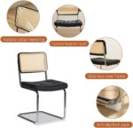 MFFM Rattan Dining Chairs Set of 2, Faux Leather Dining Room Chair with Solid Back and Chrome Legs, Modern Mid Century Designed Chairs for Dining,Living Room,Kitchen Chairs (Leather Black) - Image 9