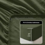 LBRO2M 100% Linen Sheet Set 16" Deep Pocket Queen Size,Bed Sheets 4 Piece Sets,Solid Color Natural Flax Bed Sheets Soft Breathable Bedding, All Season (Queen, Olive Green) - Image 5