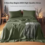 LBRO2M 100% Linen Sheet Set 16" Deep Pocket Queen Size,Bed Sheets 4 Piece Sets,Solid Color Natural Flax Bed Sheets Soft Breathable Bedding, All Season (Queen, Olive Green) - Image 6