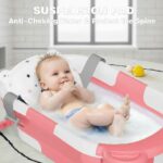 TPN Collapsible Baby Bathtub, Baby Bath Tub with Soft Cushion & Real-Time Thermometer, Baby Bathtub Infant to Toddler Tub (0-36 Months), Portable Travel Baby Tubs for Newborns (Pink) - Image 3
