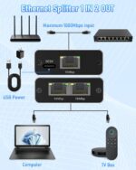 Ethernet Cable Splitter 1 to 2, Gigabit LAN Splitters High Speed 1000Mbps RJ45 Ethernet Switch with USB C Power Cable for Cat5/5e/6/7/8 Cable - Image 3