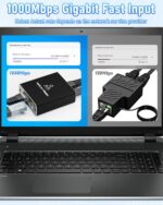 Ethernet Cable Splitter 1 to 2, Gigabit LAN Splitters High Speed 1000Mbps RJ45 Ethernet Switch with USB C Power Cable for Cat5/5e/6/7/8 Cable - Image 4