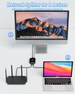 Ethernet Cable Splitter 1 to 2, Gigabit LAN Splitters High Speed 1000Mbps RJ45 Ethernet Switch with USB C Power Cable for Cat5/5e/6/7/8 Cable - Image 8