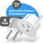 OREI American USA To European Plug Adapter – Type E/F Schuko Plug Adapter - Use in Germany, France, & More - CE Certified – For Mobile, Laptop & Camera Chargers - 6 Pack - Image 3
