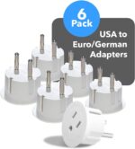 OREI American USA To European Plug Adapter – Type E/F Schuko Plug Adapter - Use in Germany, France, & More - CE Certified – For Mobile, Laptop & Camera Chargers - 6 Pack - Image 4
