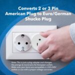 OREI American USA To European Plug Adapter – Type E/F Schuko Plug Adapter - Use in Germany, France, & More - CE Certified – For Mobile, Laptop & Camera Chargers - 6 Pack - Image 9