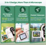 HP20 IPS Microscope for Kids: [3-in-1] [Easy and Fun] 2" Portable Handheld Microscope Miniscope, Pocket Mini Scope Educational Science Kit, Christmas Birthday Gifts for Kids, 32GB, White - Image 3