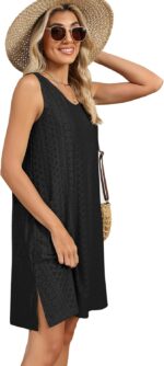 Summer Dresses for Women 2025 Casual Tank Dress with Pockets Swim Coverup Sundress - Image 3
