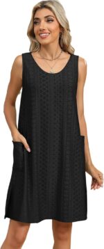 Summer Dresses for Women 2025 Casual Tank Dress with Pockets Swim Coverup Sundress - Image 5