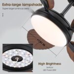 PHORUS 52 Inch Tropical Ceiling Fans with Lights and Remote,Outdoor Palm Leaf Ceiling Fan for Patios Porch Bedroom, Dimmable, 6 Speeds, Reversible, Dark Brown - Image 5