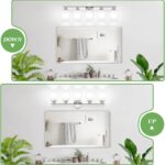 5-Light Brushed Nickel Vanity Lights, Bathroom Light Fixtures with Textured Milky White Glass Shade, Modern Bathroom Lighting Fixtures Over Mirror Wall Sconce Light - E26 Base - Image 5
